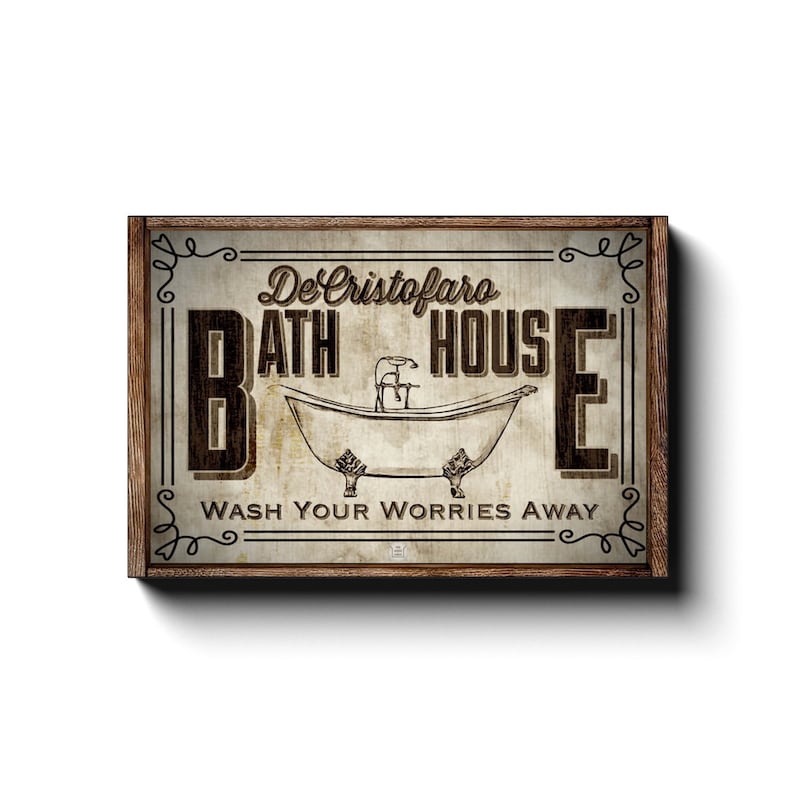 Personalized Bath House Sign gold Bathroom Wall Decor Etsy