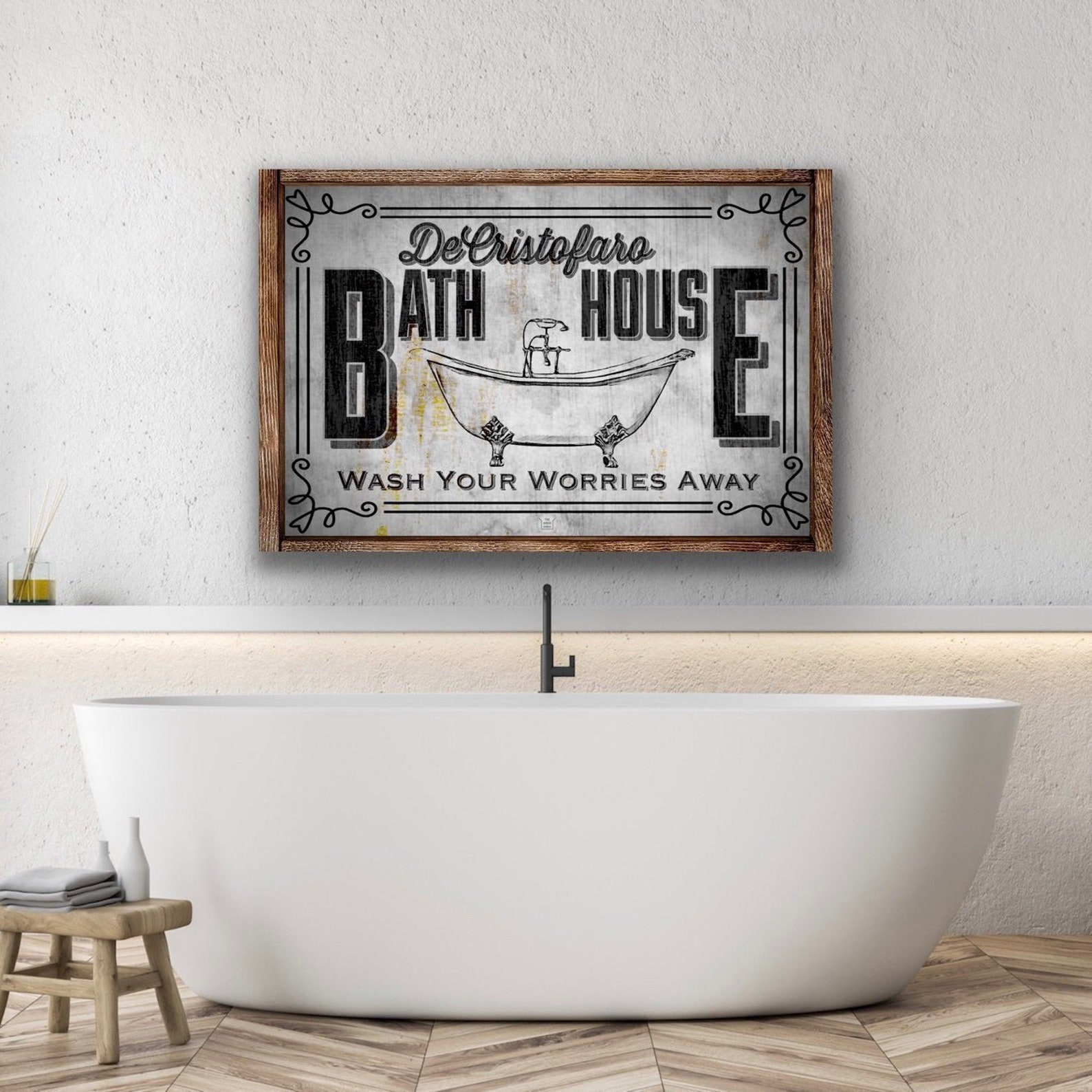 Personalized Bath House Sign silver Bathroom Wall Decor | Etsy