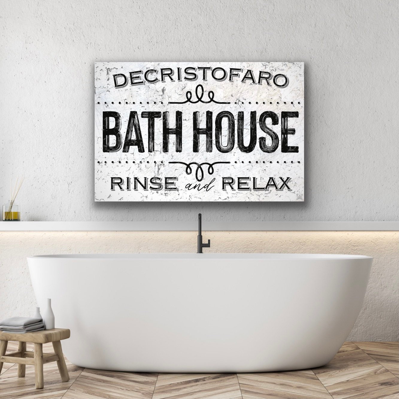 Custom Bath House Sign white Bathroom Wall Decor | Etsy