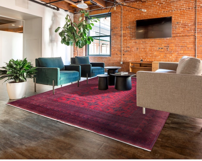 Featured listing image: Afghan Rugs, 3x4 3x5 4x6 5x7 6x8 7x10 8x11 9x12 10x13 3x10 Ft Size Custom Rugs, Bokhara Rug, Turkmen Rug, 100% Wool Rug, Bukhara Rug, Runner