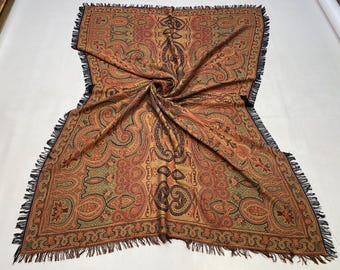 4.8x7.2 ft Antique Collector's Piece Shawl Art - King Size Blanket Kashmir Loom - Woven Wool Shawl - Fine Handcrafted Kashmiri Shawl for Bed