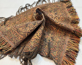 1.3x1.3 ft Made in Kashmir Shawl - Small Table Cloth Shawl Decor - Vintage Cashmere Wool Shawl - Handcrafted Rustic Home Bedroom Decor Shawl