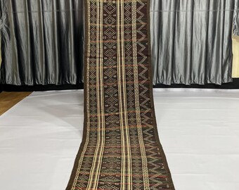 WholeSale Price 2x8 Old Turkmen Soumak Kilim Rug, Baluch Kilim Wool Soumak Embroidery Antique Tribal Rug, Turkmen Hallway Runner 1.7x8.2 ft