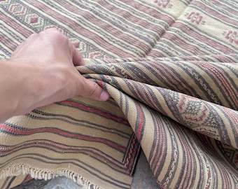 6x9 Super Fine Quality Afghan Vintage Soumak Maliki Bokhara Kilim Rug - Large Handmade Flatweave Striped Pattern Faded Turkish Kilim Rug