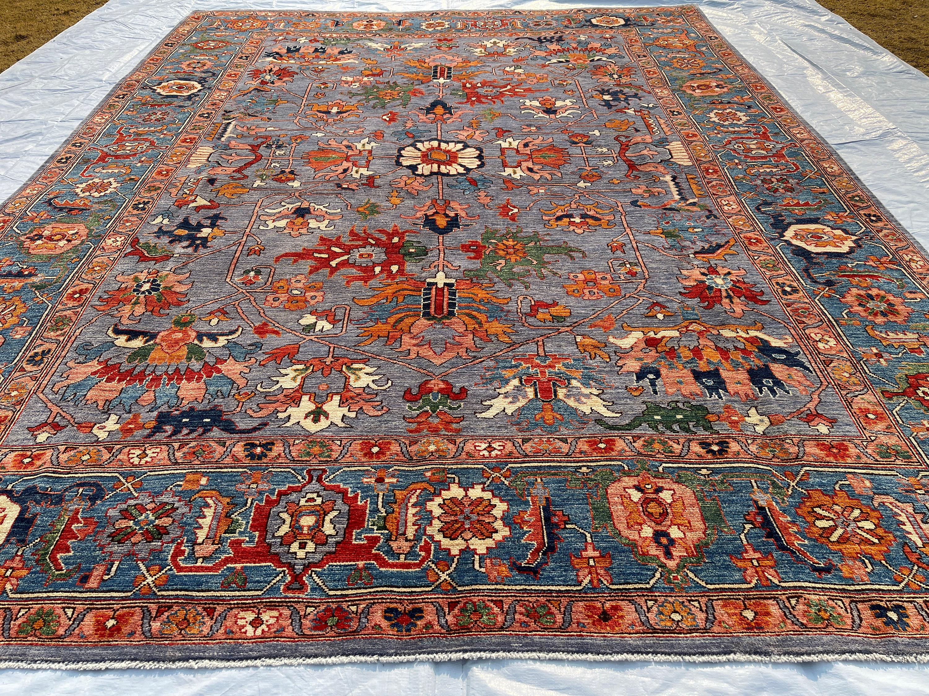 9x12 Beautiful Aryana Afghan Handmade Large Blue Area Rug - Persian Style Afghan Turkmen Oriental Carpet - Rugs for Living Room - Bedroom