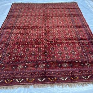 8x11 Red Antique Genuine 1910s Bashiri Rug - Hand Knotted Uzbek Bukhara Turkmen Oriental Rug 8&#39;4x11&#39;1 - Authentic Plush Pile Wool 253x337 cm