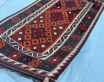 3x6 ft Stunning Afghan Tribal Kilim Rug - Muted Fine Oriental Traditional Veg Dyes Rug 3.3x6.5 - Turkish Caucasian Flatweave Rug 100x196 cm
