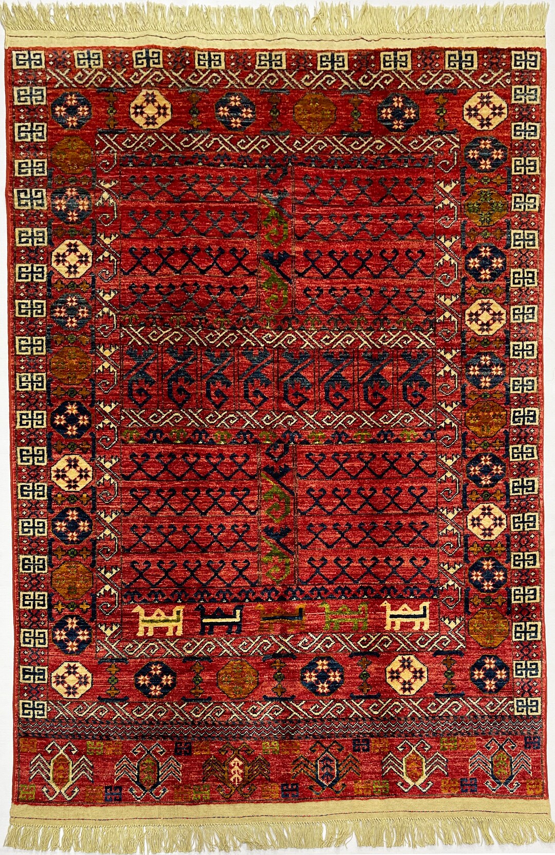 Hatchlu Rug 4.4x6.7 Ft Antique Handmade Afghan Parda Design Rug - 4x6 Tribal Hand ...