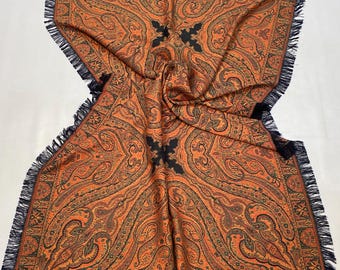 4.5x7.10 ft Kashmir Loom - Made In Kashmir - Finely Woven Antique Shawl - King Size Wool Shawl - Paisley Blanket Scarf Shawl - Traditional
