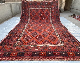 9x16 Extra Large GENUINE Afghan Antique Rug - Handmade Palace Size Turkmen Geometric Oriental Rug 8'11x16'1 - Veg Dyes Tribal Rug 271x491 cm