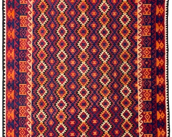 10x16 Large Afghan Veg Dyes Wool Handmade Turkmen Oriental Geometric Rug - Antique Handwoven Flatweave Rug - Bedroom - Kids Rug 9.8x15.5 ft