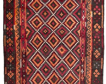 8x13 Unique Stunning Faded Terracotta Afghan Area Rug - Vintage Turkmen Traditional Handwoven - Living Room - Dining Room - Bedroom 8'3x13'7
