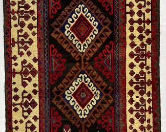2.11x4.5 ft Elegant Afghan Fine Baluch Rug - 3x5 Handmade Small Area Rug - Veg Dyes Hand Knotted Oriental Rug - Premium Wool Rug For Home