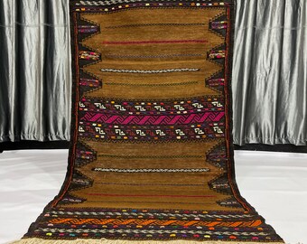 2.6x5 ft Vintage Kilim Rug, 2x5 Afghan Handmade Wool Rug, Antique Oriental Rug, Turkmen Rug, Home Decor, Bedroom Rug, Kids Room Kitchen Rug