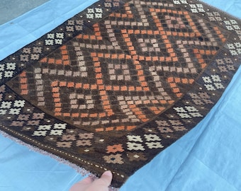 4x6 ft Faded Afghan Terracotta Tribal Rug - Geometric Veg Dyes Wool Rug 3.7x5.8 ft - Oriental Turkmen Kilim Rug 108x172 cm - Turkish Old Rug
