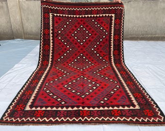 Vintage 5x8 Flatweave Handwoven Tribal Area Rug - Natural Veg Dyes Wool Kilim Rug - Handmade Antique Medallion Rug 5x7.10 - Boho Kilim Rug