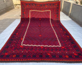 Red 10x16 ft Vintage Afghan Extra Large Rug - Handmade Palace Size Veg Dyes Wool Rug 9.5x16.7 ft - Rugs for Living Room - Bedroom 288x504 cm