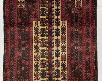 2.10x4.8 ft Red Afghan Prayer Rug - 3x5 Vintage Tribal Wool Handmade Area Rug - Home Decor Wall Hanging Premium Authentic Afghan Prayer Rug
