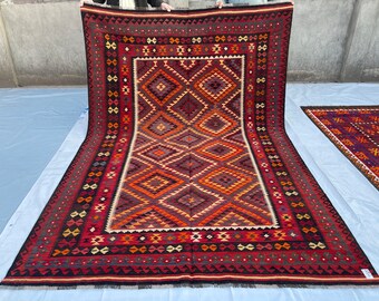 6x9 Vintage Afghan Tribal Maimana Rug - Afghan Turkmen Handmade Veg Dyes Wool Rug 6.3x9.4 ft - Bedroom Rug - Dining Room Rug - Office Rug