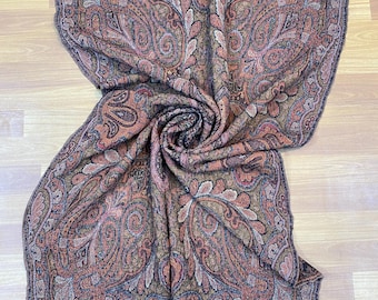 3.1x4.10 ft Kashmiri Shawl - Rustic Multicolor Wool Shawl - Multisided Woven Handcrafted Cashmere Shawl Scarf - Antique Table Cloth Throw