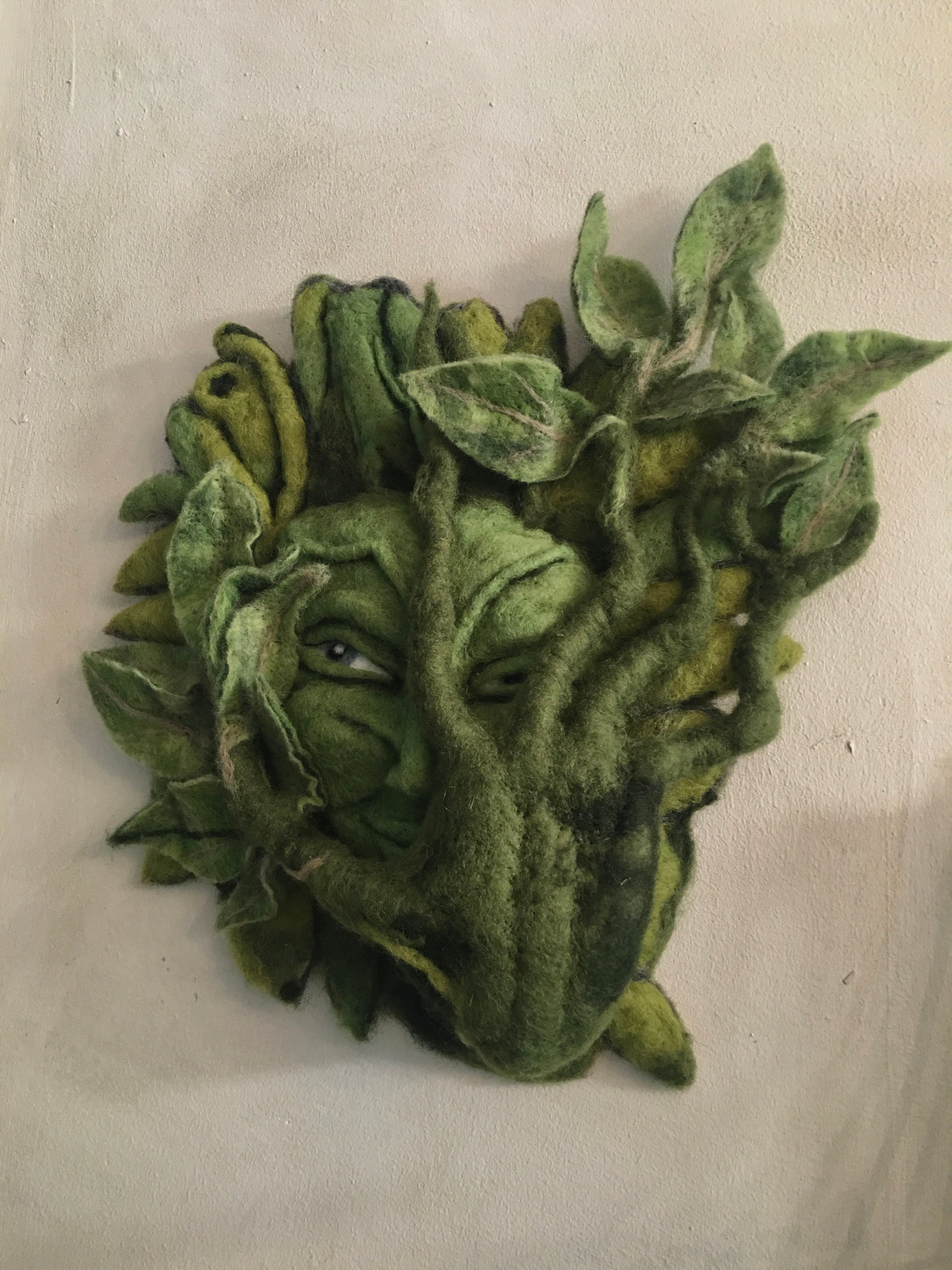 Décor Mural La Dryade Laine Feutrée à L'aiguille, Sculpture, Déco Intérieure, Créature Fantastique, 