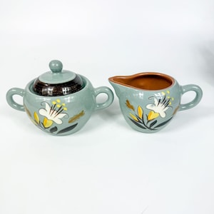 Stangl Pottery Golden Harvest Floral Covered Sugar  Creamer Set READ