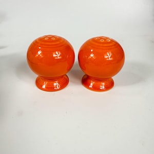 Orange Persimmon Fiesta Ware Round Ball Salt and Pepper Shakers