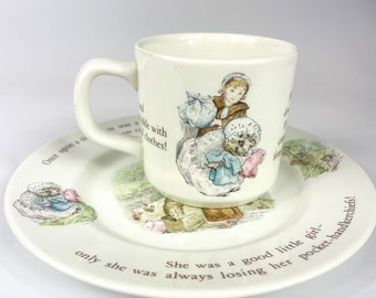 Wedgwood Beatrix Potter Mrs. Tiggy-Winkle Nursery rhymes Kids cup and plate.