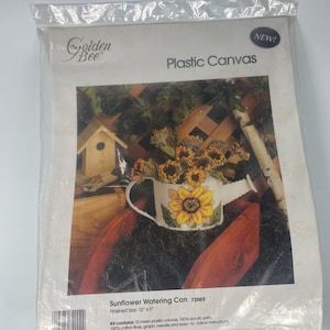 Golden Bee Plastic Canvas Sunflower Watering Can Embroidery Kit