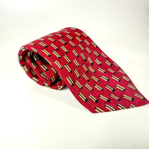 Christian Dior Monsieur Burgundy Red Silk Neck Tie Geometric Pattern