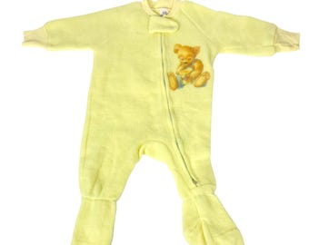 Pigiama con piedini per neonati Vintage Carters, giallo, 6 mesi, con stampa orsetto e cerniera