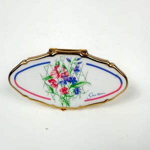 Estuche para lápiz labial Lipview dorado de Stratton England con espejo floral Sweetpea