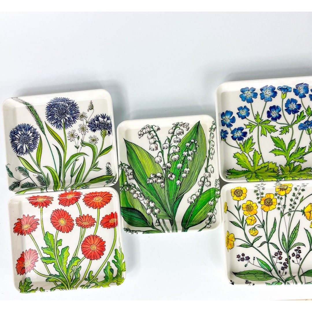 Vintage Mebel Melamine Snack Trays Floral Designs Made on Etsy