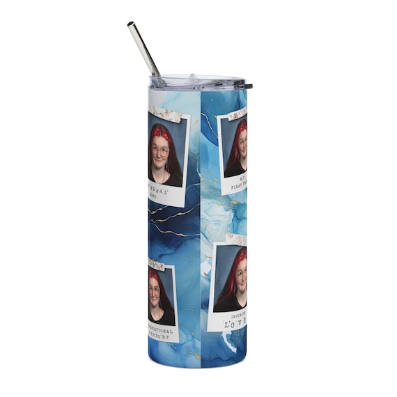 Mom Floral Monogram Tumbler Blue