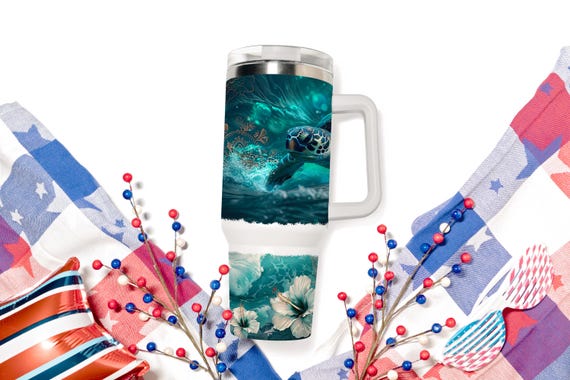 40oz Sea Turtle Tumbler w/handle