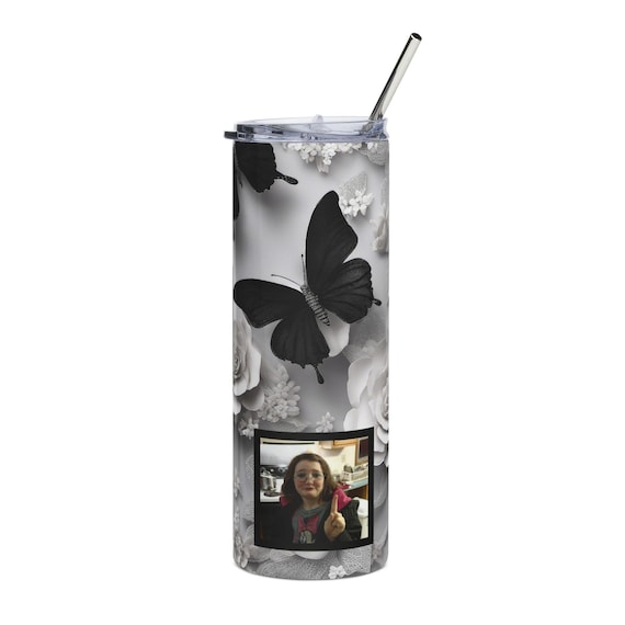 Black Butterfly Collage Tumbler | Photo Wrap Stainless Steel Tumbler