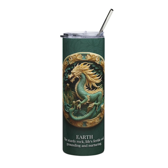Earth Element Dragon Tumbler | 20oz Stainless Steel Travel Cup