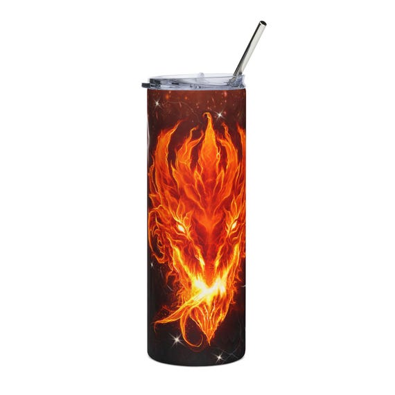 Fiery Phoenix Skull Tumbler | 20oz Stainless Steel Travel Cup