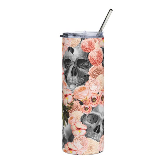 Floral Skull Pattern Tumbler | 20oz Stainless Steel