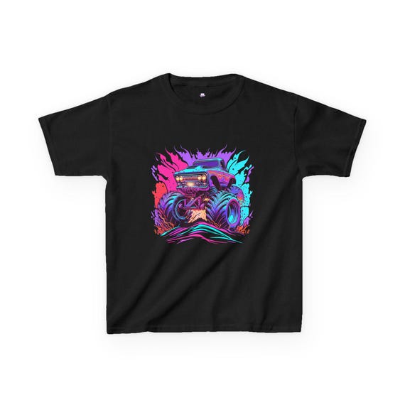 Neon Monster Truck Kids T-Shirt | Colorful Off-Road Truck Graphic