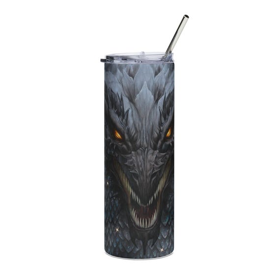 Dark Dragon Face 20oz Tumbler | Stainless Steel, Mythical Scales