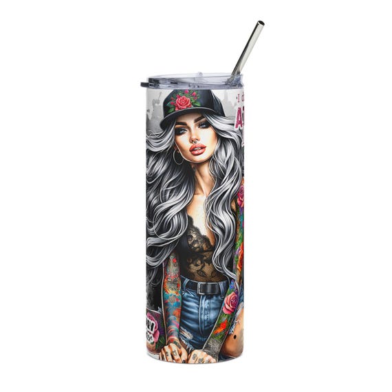 Badass Tattooed Woman Stainless Steel Tumbler | 20oz Sweary Graphic