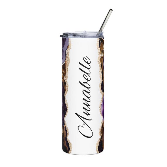 Purple Agate Geode Name Tumbler | Stainless Steel 20oz