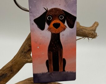 Sweet Puppy Keychain: Double-Sided Dog Art