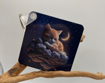 Sleeping Cat Keychain: Dreamy Cloud Design