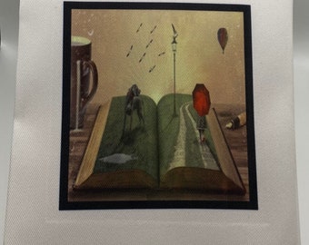Whimsical Polyester Decorative Towel: Open Book Surrealist Art