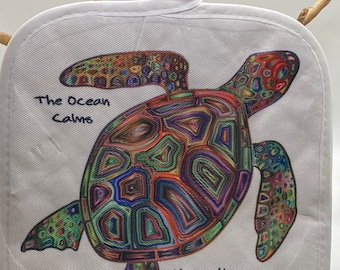Colorful Sea Turtle Oven Mitt: Ocean Lover Decor