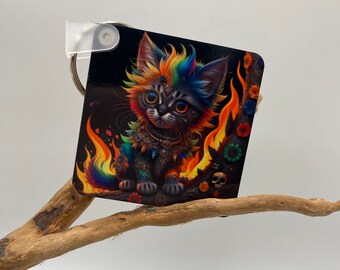 Sweet Kitten Keychain: Double-Sided Design (2"x2")