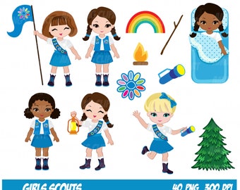 Explorer Girls Clipart Set/daisy Troop/ Junior Scout Girl Clip ...