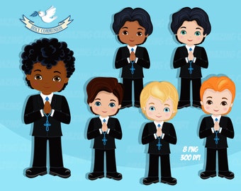 First Communion Clipart for Boys. Communion PNG.  Holy Communion Religious Illustrations. Instant Download - PNG Files